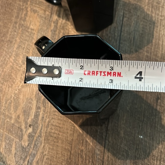 Arcoroc France Octime Black Octagonal Glass Dinnerware - Mugs 4 Set - Picture 7 of 7